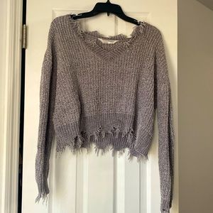 Distressed Cropped Sweater